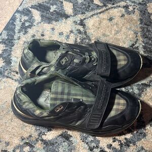 Burberry Men's Plaid Black and Green Sneakers